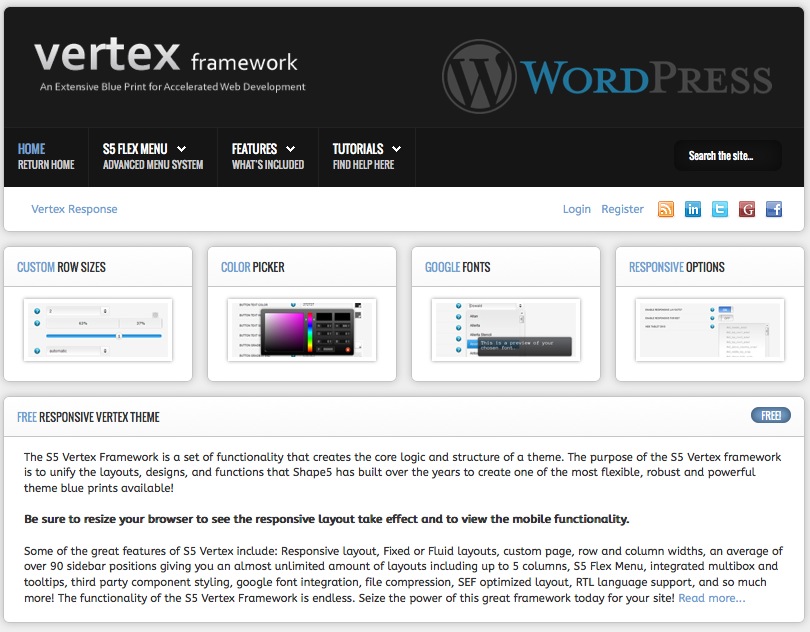 vertex tema e framework wordpress